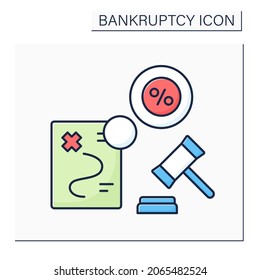 Pre-bankruptcy planning color icon. Transferring of non-exempt assets into exempt assets. Legally approved in court.Bankruptcy concept. Isolated vector illustration
