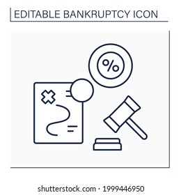 Pre-bankruptcy planning line icon. Transferring of non-exempt assets into exempt assets. Legally approved in court.Bankruptcy concept. Isolated vector illustration. Editable stroke