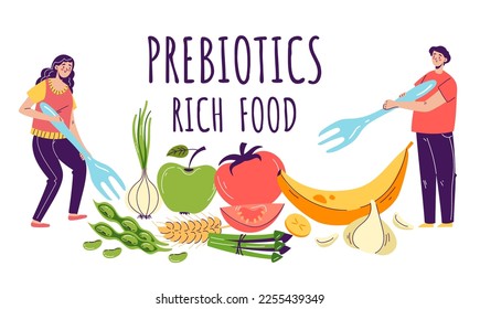Prebiotic fiber rich food vector infographics concept. Vector cartoon graphic design element illustration
