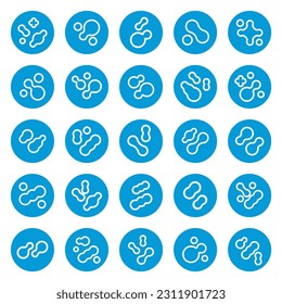 Prebiotic, microbe, lactobacillus linear icon set