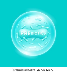 Prebiotics bacteria green. Good bacterial flora for stomach and intestine for designing dietary supplements healthy nutrition. Biology lactobacillus. Health care immunity support. Vector EPS10.