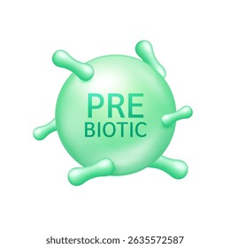 Bactérias prebióticas verdes. Boa flora bacteriana para o intestino e estômago para projetar suplementos dietéticos nutrição saudável. Imunidade para cuidados de saúde. Vetor EPS10.