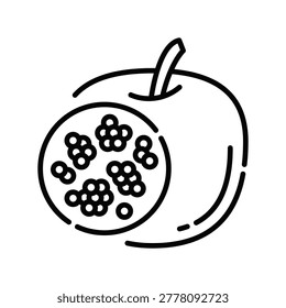 Prebiotics Icon Professional UI Symbol for Beneficial Bacteria Growth Stimulation, Dietary Fiber Nutrition and Microflora Nourishment. It represents non-digestible active fibers, gastrointestinal ecosystem support and preventative biotech wellness. Ideal for nutrition tracker dashboards, pharmaceutical clinical interfaces, and health supplement platforms. Isolated on white background