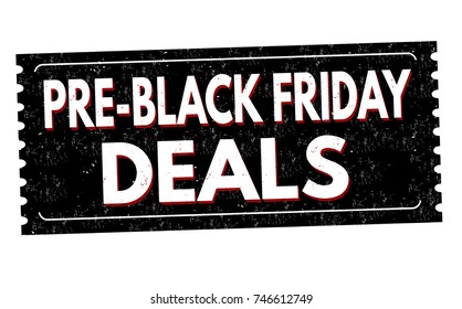 Pre-Black Friday deals grunge rubber stamp on white background, vector illustration