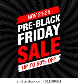 Pre-black Friday sale banner, up to 50% off. Vector illustration.