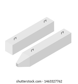 Precast cement concrete block isometric view isolated on white background. 
