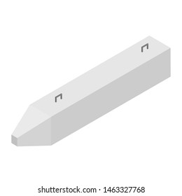 Precast cement concrete block isometric view isolated on white background. 