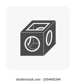 Precast concrete manhole product vector icon for access to cleaning by construction, install in stormwater, rainwater, wastewater or sewage drainage system by connection with sewer pipe, drain gutter.