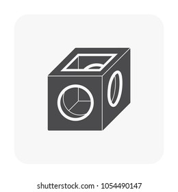 Precast concrete manhole product vector icon for access to cleaning by construction, install in stormwater, rainwater, wastewater or sewage drainage system by connection with sewer pipe, drain gutter.