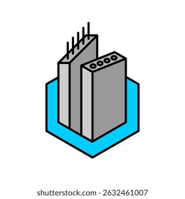 Precast concrete slab manufacturer logo. Building materials production symbol icon