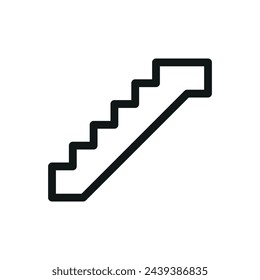 Icono aislado vectorial de escaleras de hormigón prefabricado con trazo editable