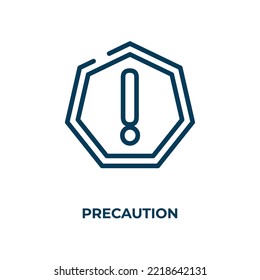 Precaution icon. Linear vector illustration. Outline precaution icon vector. Thin line symbol for use on web and mobile apps, logo, print media.