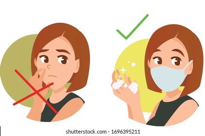 Precautions For Coronavirus. Do Not Touch Your Face With Your Hands. Wear Medical Masks. Wash Your Hands.