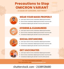 Precautions To Stop Omicron Variant Like As Wear Mask, Cleanliness, Keep Physical Distance And Get Vaccinated For Awareness. 