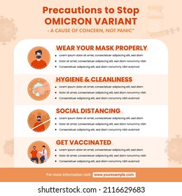 Precautions To Stop Omicron Variant Like As Wear Mask, Cleanliness, Keep Physical Distance And Get Vaccinated For Awareness. 