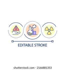 Precautions in using hazardous materials loop concept icon. Toxicity of substances abstract idea thin line illustration. Adverse effects. Isolated outline drawing. Editable stroke. Arial font used