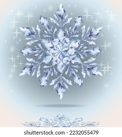 Precioso y brillante copo de nieve de diamante, ilustración vectorial	