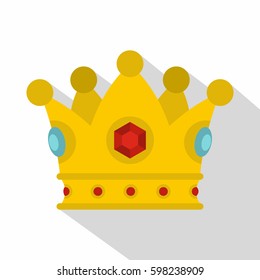 Precious crown icon. Flat illustration of precious crown vector icon for web