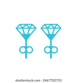 Kostbares Diamant-Ohrringe-Symbol. Isoliert auf weißem Hintergrund. 