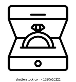 A precious diamond ring in line icon vector
