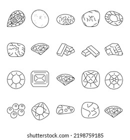 Precious gemstone color line icons set. Pictograms for web page, mobile app, promo. UI UX GUI design element. Editable stroke.