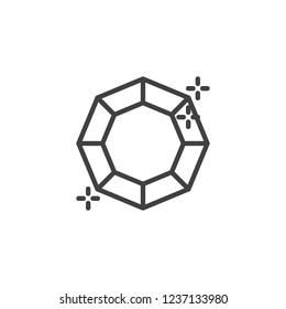 Precious gemstone outline icon. linear style sign for mobile concept and web design. Crystal Gem Diamond simple line vector icon. Symbol, logo illustration. Pixel perfect vector graphics