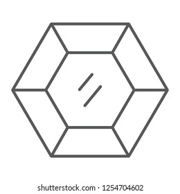 Precious gemstone thin line icon, jewellery and diamond, brilliant sign, vector graphics, a linear pattern on a white background, eps 10.