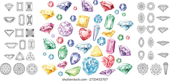 Edelsteine und Diamanten Vektor Set