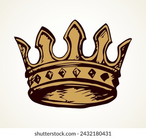 Precious golden crown. Vector drawing