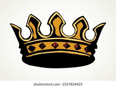 Precious golden crown. Vector drawing