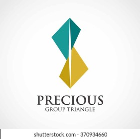Precious group of square connection abstract vector and logo design or template triangle group business icon of company identity symbol concept