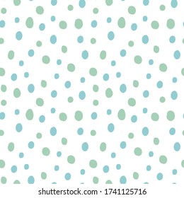 Kostbare handgefertigte nahtlose Textur. Abstrakte Polka Dot Ornament mit blauen und grünen Flecken. Abbildung. Handgezeichnete Ornamente zum Verpacken von Papier.