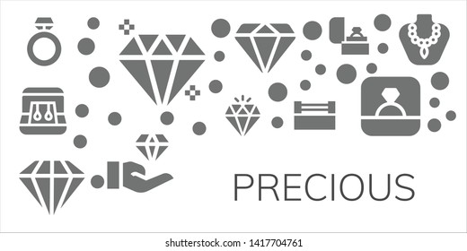 precious icon set. 11 filled precious icons.  Collection Of - Ring, Gem, Earrings, Diamond, Jewelry, Necklace