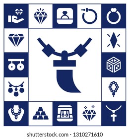 precious icon set. 17 filled precious icons.  Simple modern icons about  - Jewelry, Diamond, Rings, Necklace, Crystal, Ingot, Ring, Earrings