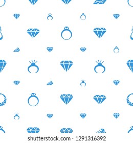 precious icons pattern seamless white background. Included editable filled ring, Diamond, gold bar, gem, necklace, earring icons. precious icons for web and mobile.