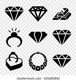 Precious icons set. set of 9 precious filled icons such as gem, ring, diamond, diamond, ring in box, gold bar
