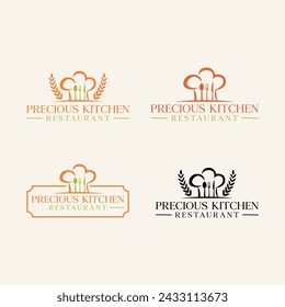 Precious Kitchen Restaurant logo design icon element vector ,suitable for business cafe restaurant casual