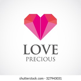 Precious love polygon abstract vector and logo design or template beauty business icon of company shop or store symbol concept