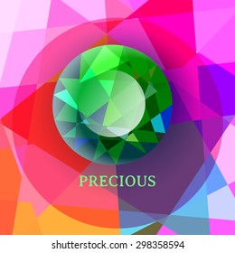 Precious low-poly gem. Abstact background vector illustration.