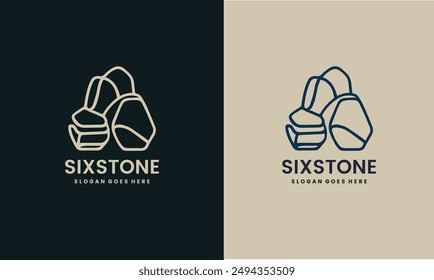 Precious luxury six stones concept elements icon logo