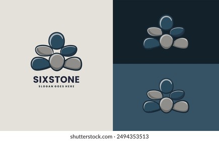 Precious luxury six stones concept elements icon logo