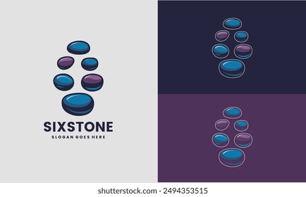 Precious luxury six stones concept elements icon logo