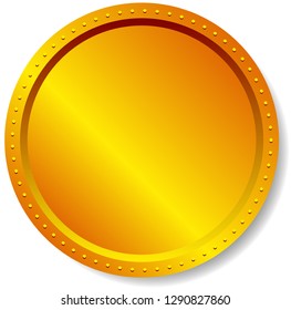 Precious metal badge, button isolated on white