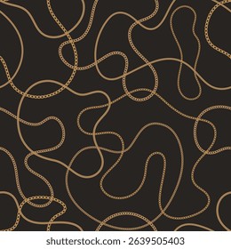 Precious metal chain seamless pattern. Jewelry vector background. Vintage fashion bijou allover print. Retro finery wallpaper.