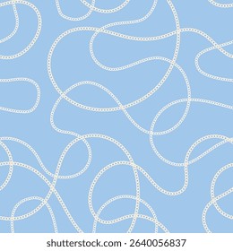 Precious metal chain seamless pattern. Jewelry vector background. Vintage fashion bijou allover print. Retro finery wallpaper.