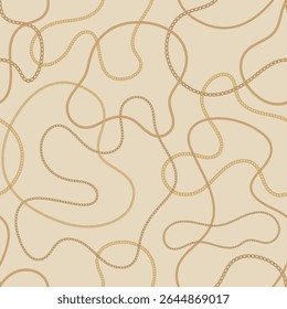 Preciosa cadeia de metal padrão sem costura. Fundo do vetor de joias. Vintage moda bijou allover impressão. Papel de parede retrô.
