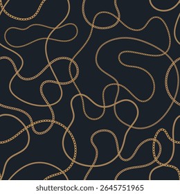 Preciosa cadeia de metal padrão sem costura. Fundo do vetor de joias. Vintage moda bijou allover impressão. Papel de parede retrô.