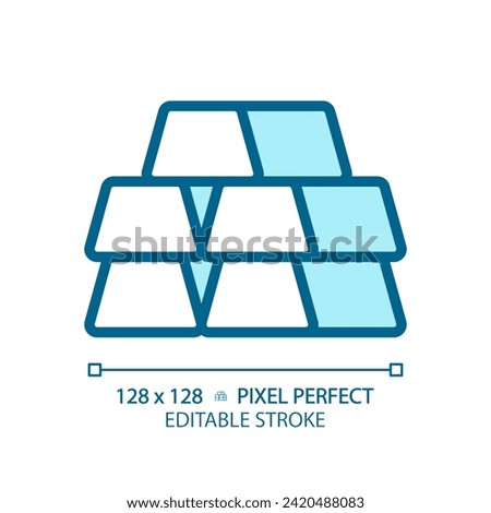 Precious metal ingots light blue icon. Banking value exchange. Economy investment bricks. RGB color sign. Simple design. Web symbol. Contour line. Flat illustration. Isolated object