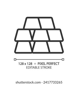 Precious metal ingots linear icon. Expensive rich souvenirs. Banking value exchange. Economy investment bricks. Thin line illustration. Contour symbol. Vector outline drawing. Editable stroke