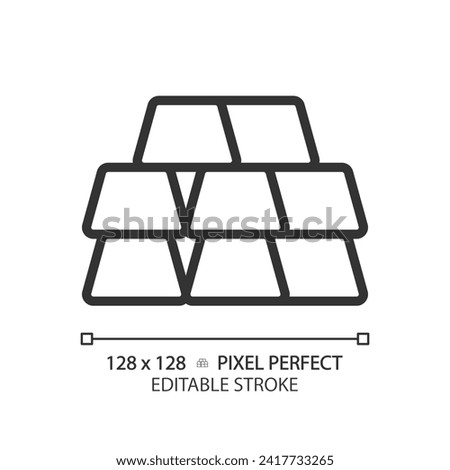 Precious metal ingots linear icon. Expensive rich souvenirs. Banking value exchange. Economy investment bricks. Thin line illustration. Contour symbol. Vector outline drawing. Editable stroke